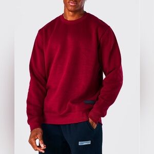 BoohooMan | Crew Neck Sweater w/ Rubber Tab | Brick Red